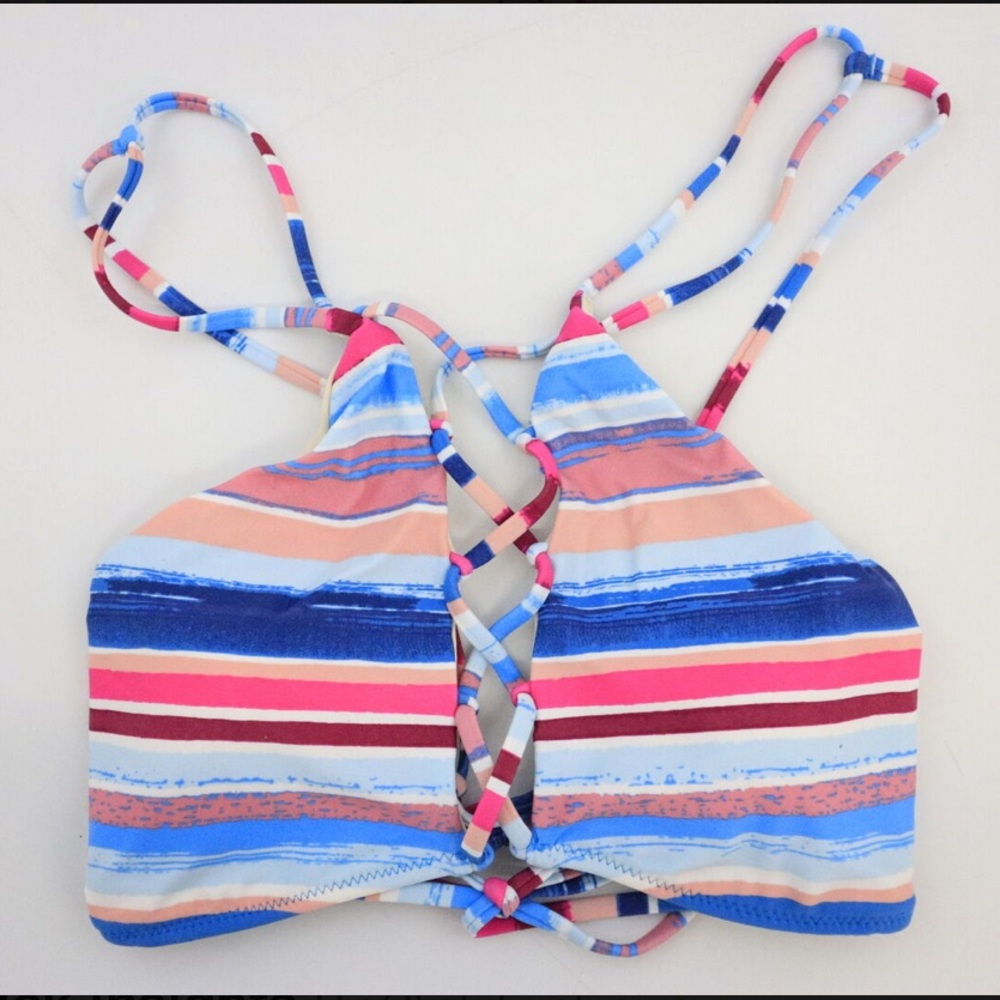 NWT Vanilla Beach Multi Color Striped Bikini Top